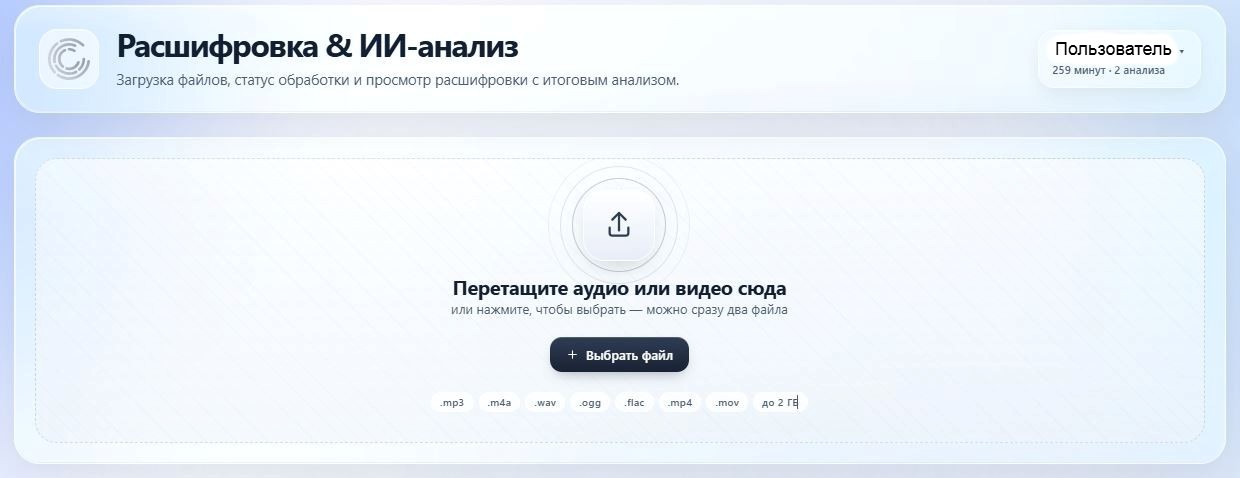 интерфейс транскрибатора
